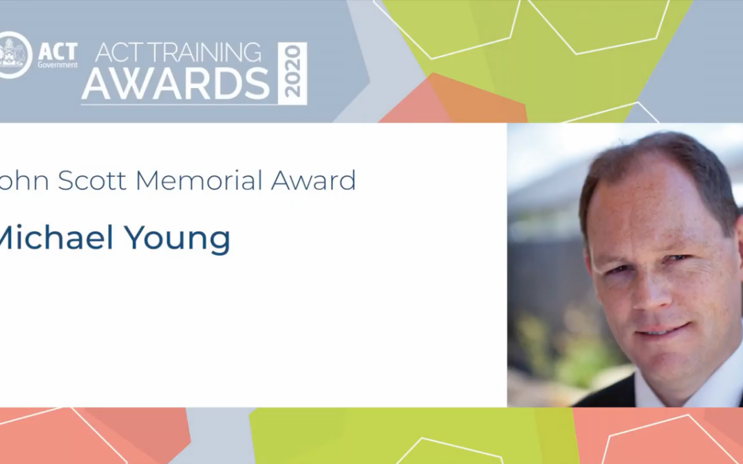 Congratulations to our Founder and CEO Michael Young – Recipient of the 2020 John Scott Memorial Award – ACT Training Awards